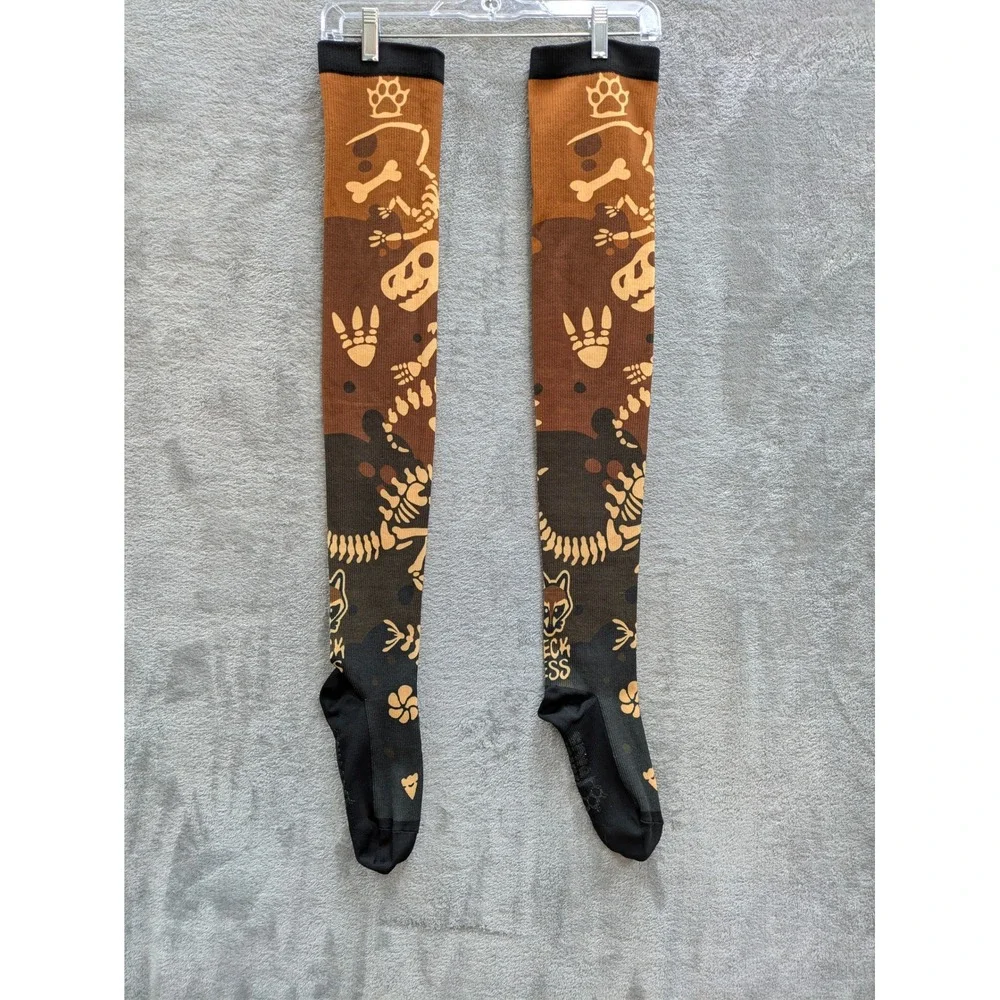 Gorpcore Dinosaur‎ Skeleton Raccoon Over Knee Socks Womens OS Camo Reckless